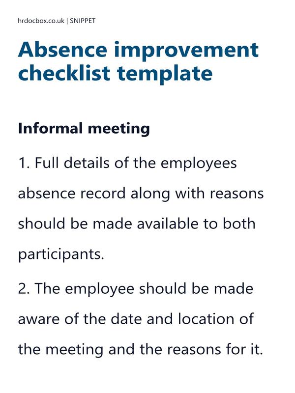 Absence improvement checklist template preview