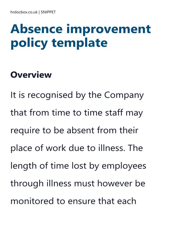 Absence improvement policy template preview