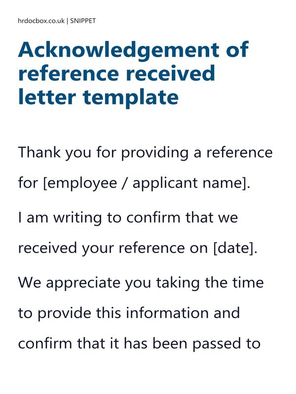Acknowledgement of reference received letter template preview