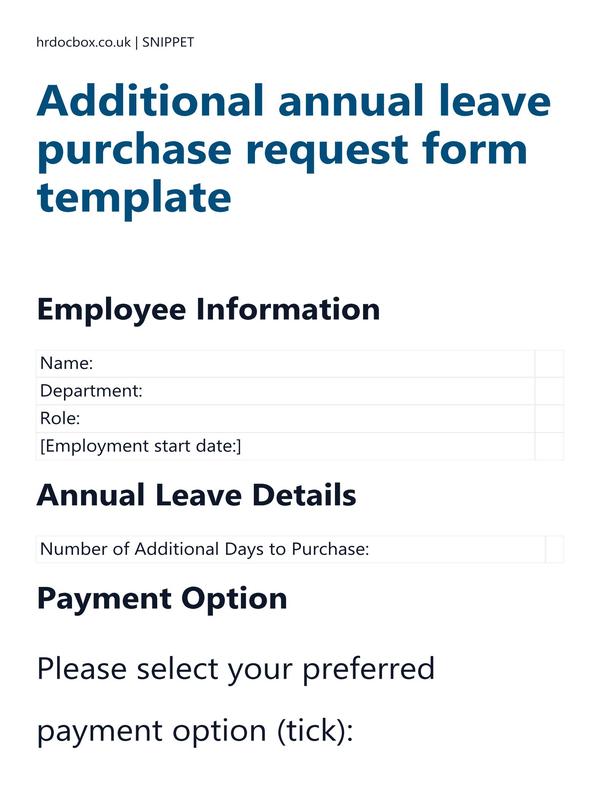 Additional annual leave purchase request form template preview