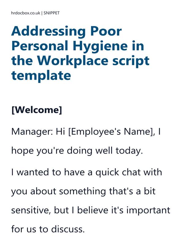 Addressing Poor Personal Hygiene in the Workplace script template preview