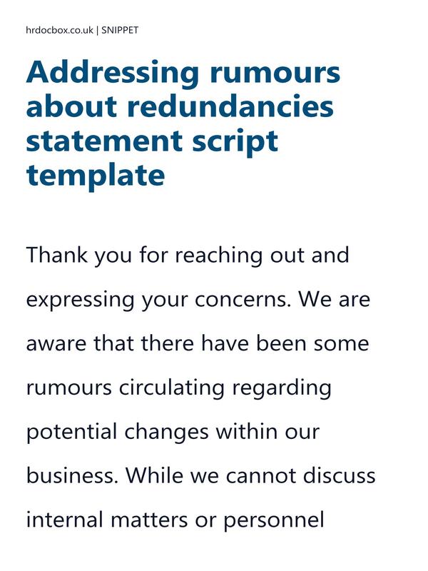 Addressing rumours about redundancies statement script template preview