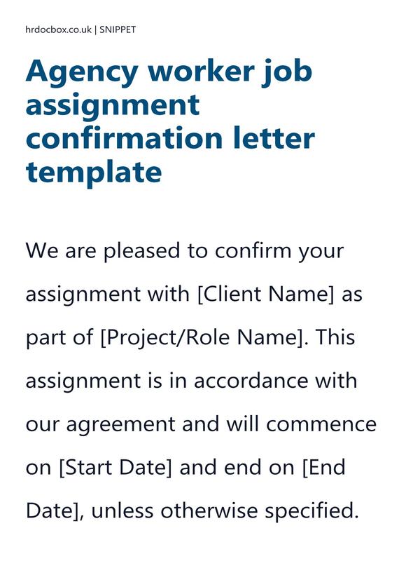 Agency worker job assignment confirmation letter template preview