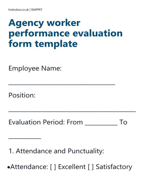 Agency worker performance evaluation form template preview