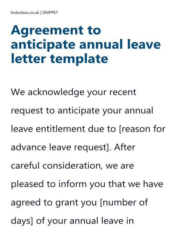 Agreement to anticipate annual leave letter template preview