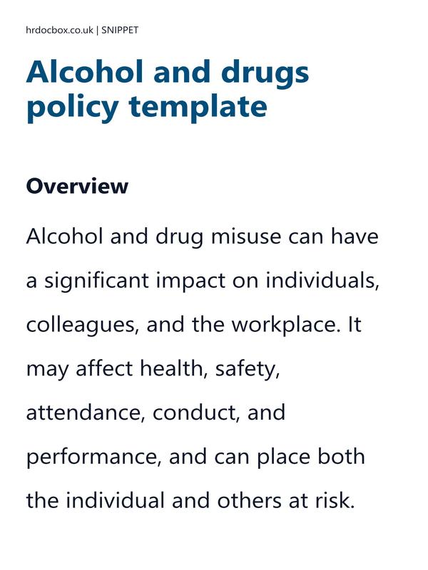 Alcohol and drugs policy template preview