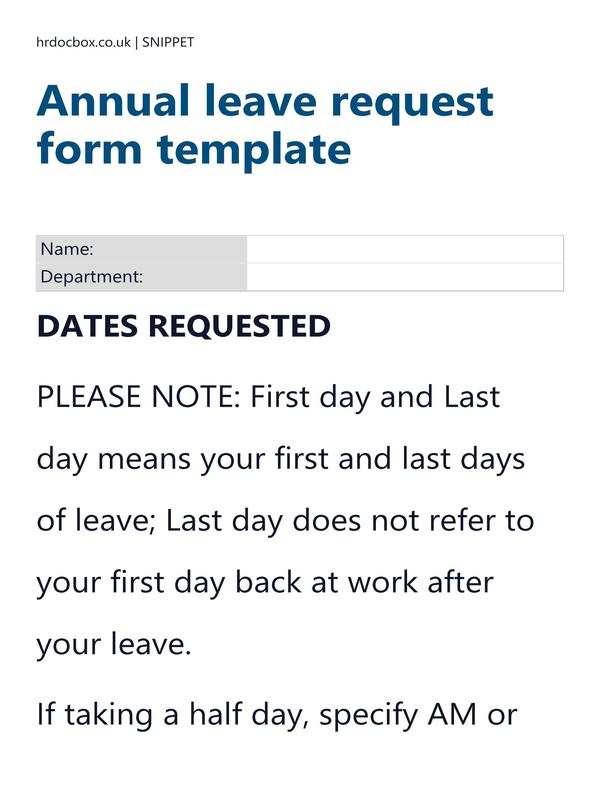 Annual leave request form template preview