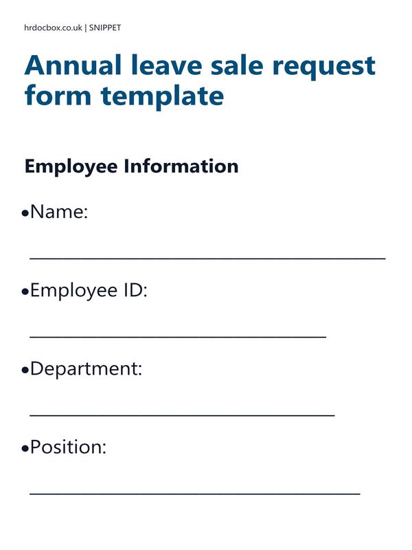 Annual leave sale request form template preview
