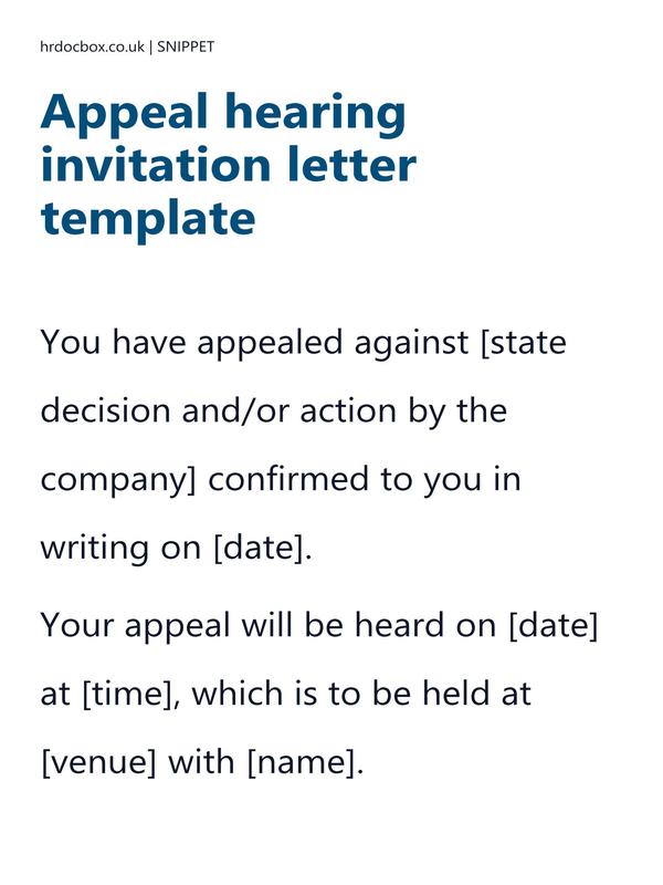 Appeal hearing invitation letter template preview