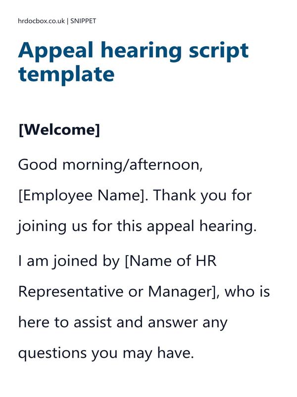 Appeal hearing script template preview