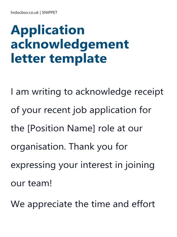 Application acknowledgement letter template preview