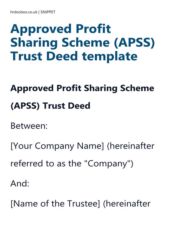 Approved Profit Sharing Scheme (APSS) Trust Deed template preview