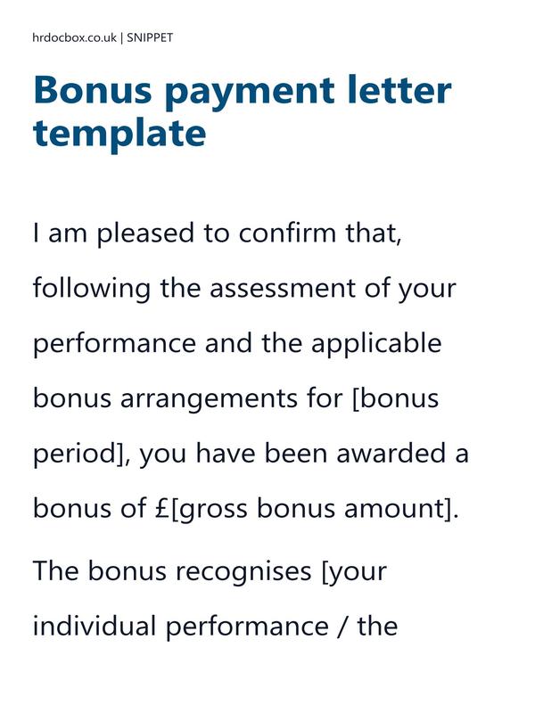Bonus payment letter template preview
