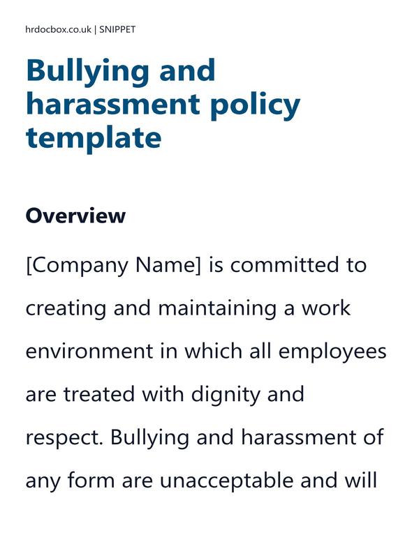 Bullying and harassment policy template preview