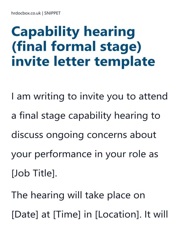 Capability hearing (final formal stage) invite letter template preview