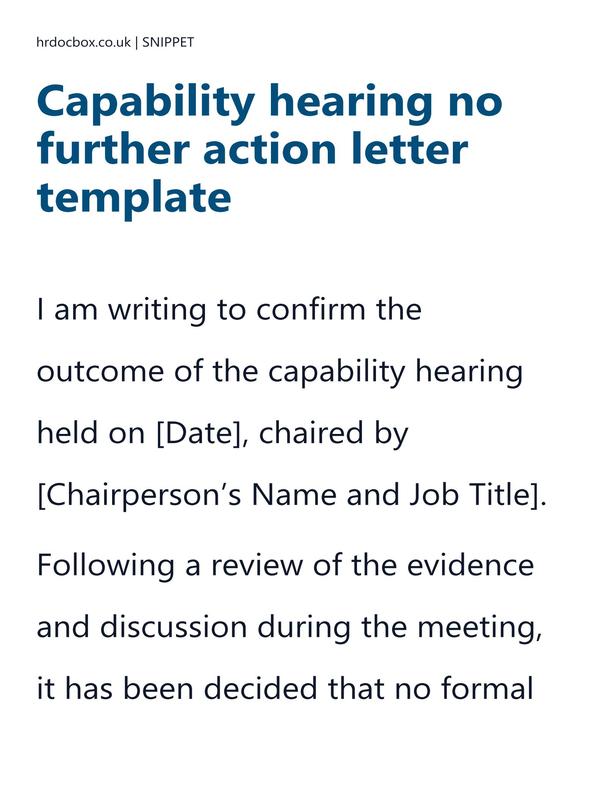 Capability hearing no further action letter template preview