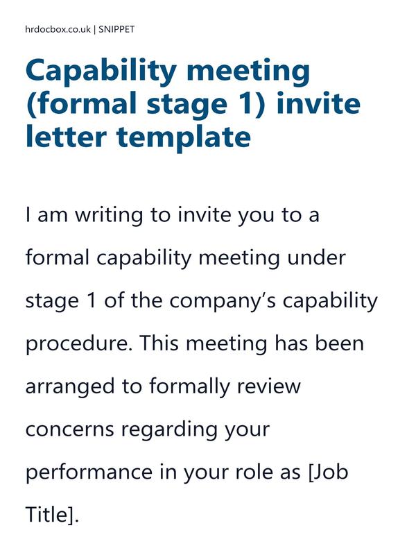 Capability meeting (formal stage 1) invite letter template preview