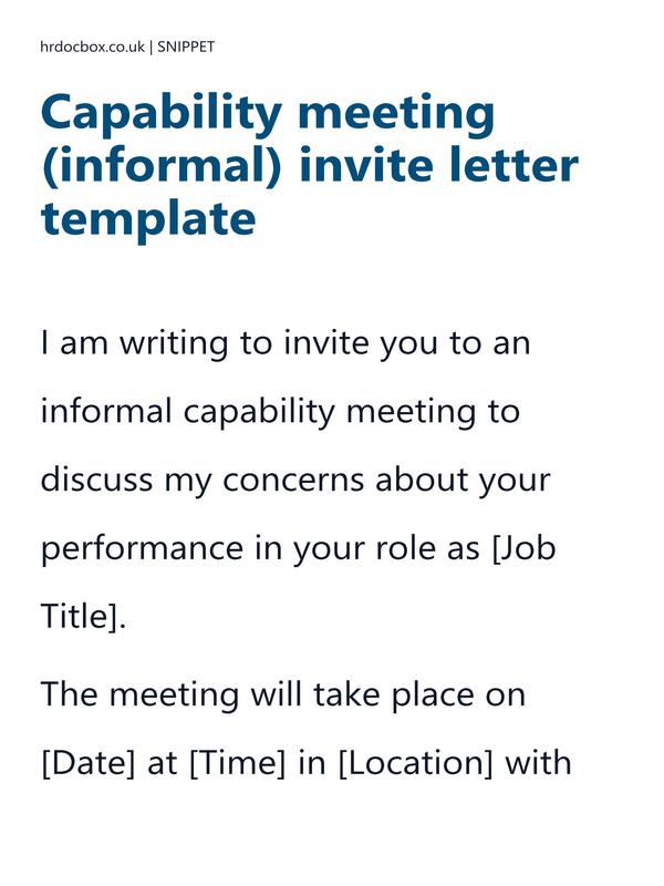 Capability meeting (informal) invite letter template preview