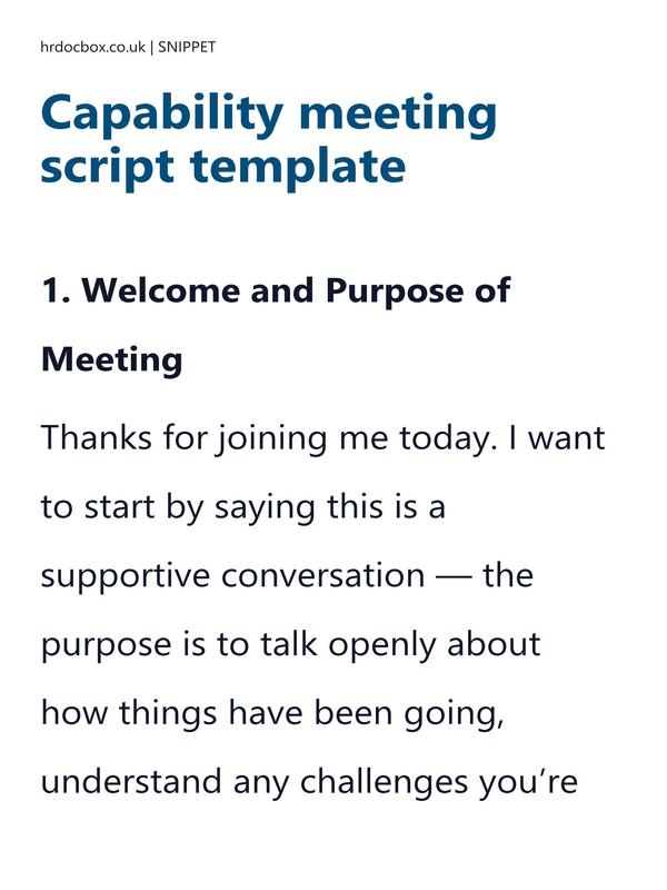 Capability meeting script template preview