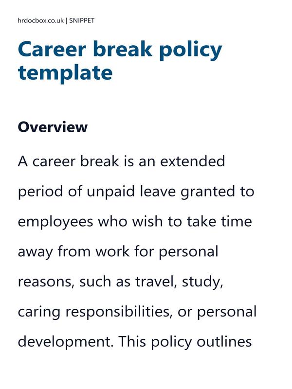 Career break policy template preview