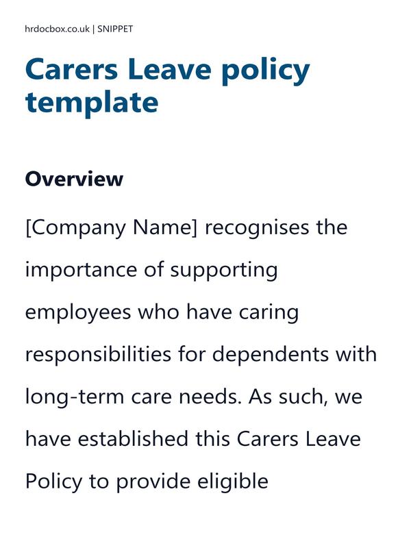Carers Leave policy template preview