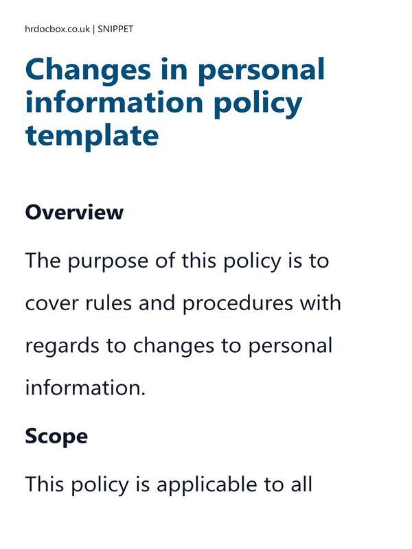 Changes in personal information policy template preview