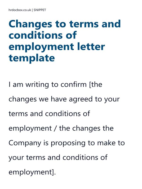 Changes to terms and conditions of employment letter template preview