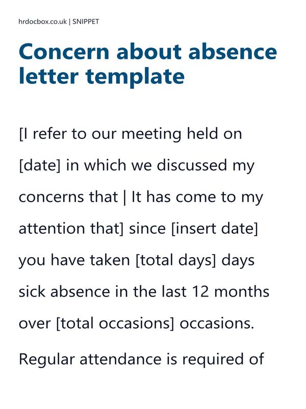 Concern about absence letter template preview