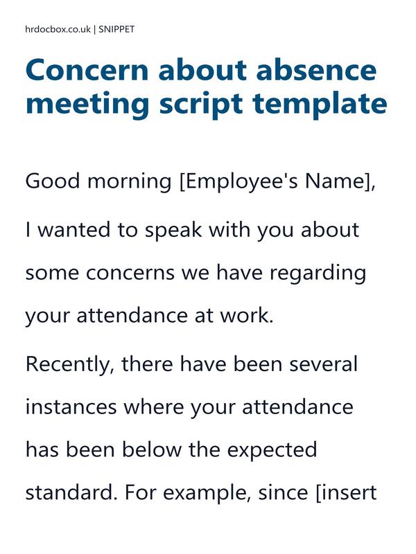 Concern about absence meeting script template preview