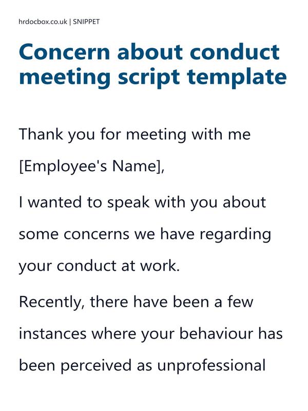 Concern about conduct meeting script template preview