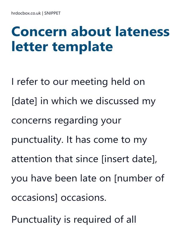 Concern about lateness letter template preview