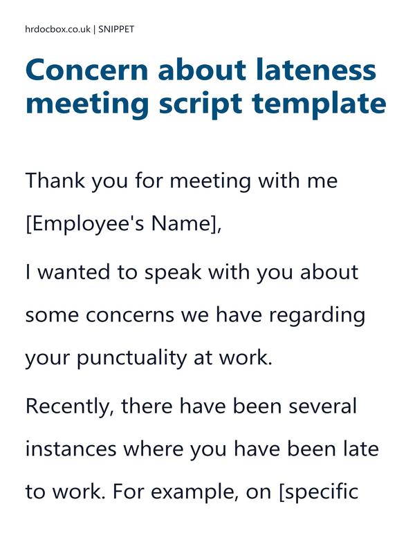 Concern about lateness meeting script template preview