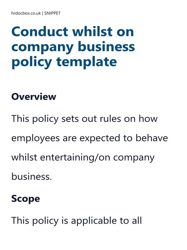 Conduct whilst on company business policy template preview