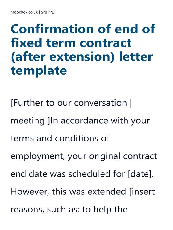 Confirmation of end of fixed term contract (after extension) letter template preview