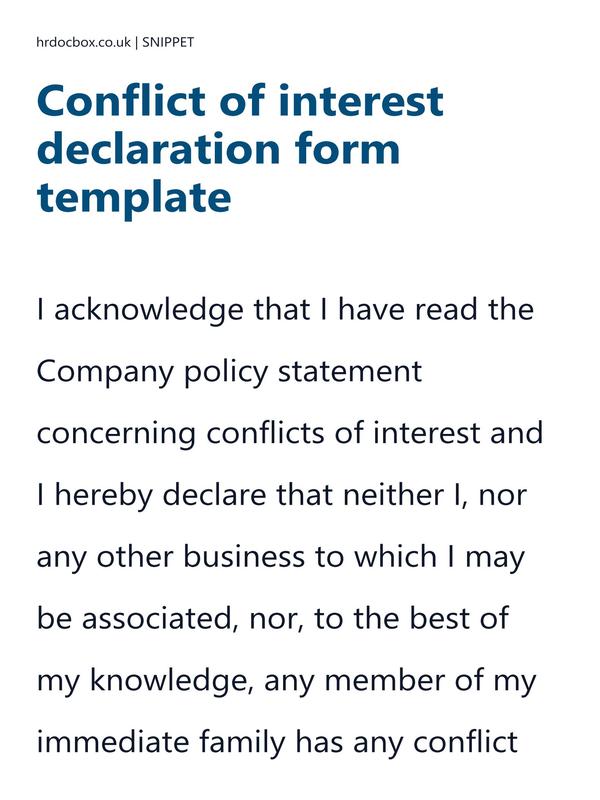 Conflict of interest declaration form template preview