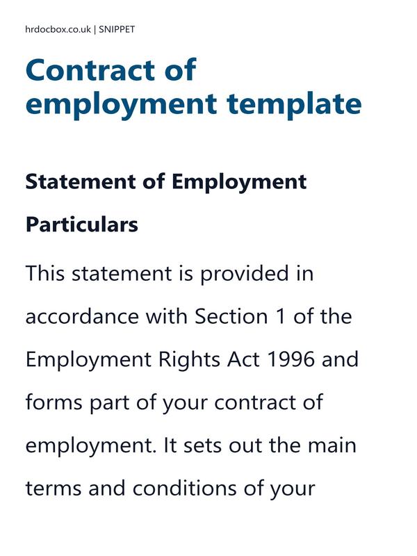 Contract of employment template preview