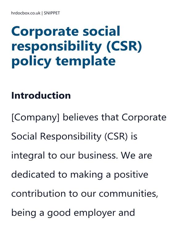 Corporate social responsibility (CSR) policy template preview