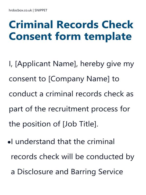 Criminal Records Check Consent form template preview