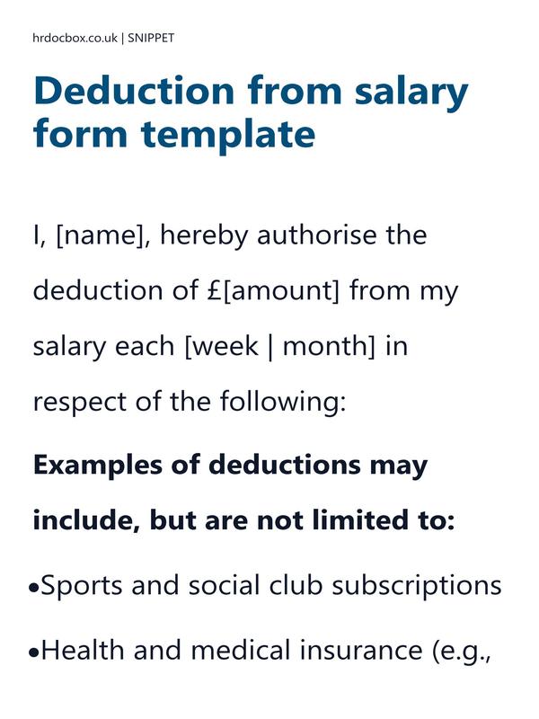 Deduction from salary form template preview