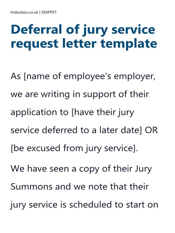 Deferral of jury service request letter template preview