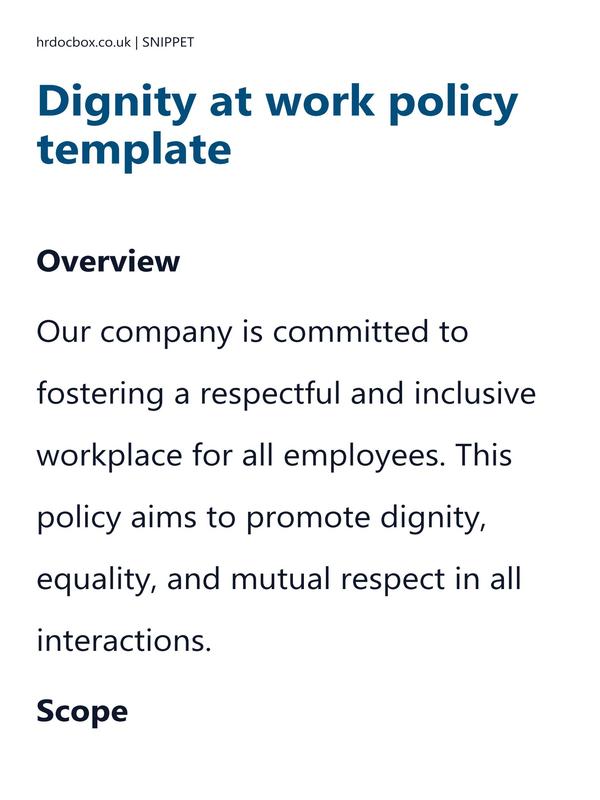 Dignity at work policy template preview