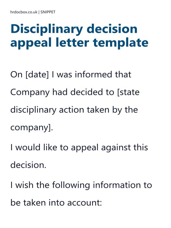 Disciplinary decision appeal letter template preview