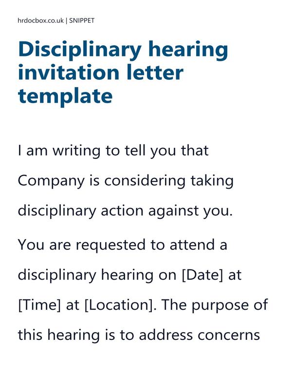 Disciplinary hearing invitation letter template preview