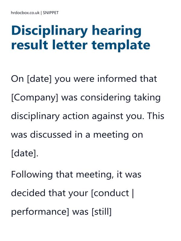 Disciplinary hearing result letter template preview