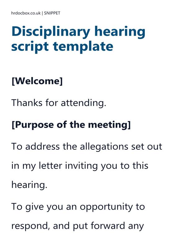 Disciplinary hearing script template preview