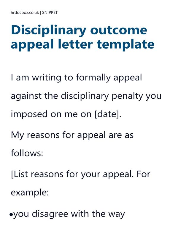 Disciplinary outcome appeal letter template preview