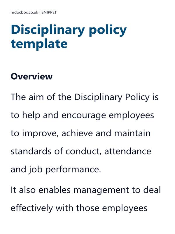 Disciplinary policy template preview