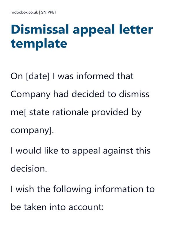 Dismissal appeal letter template preview