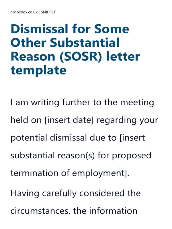 Dismissal for Some Other Substantial Reason (SOSR) letter template preview