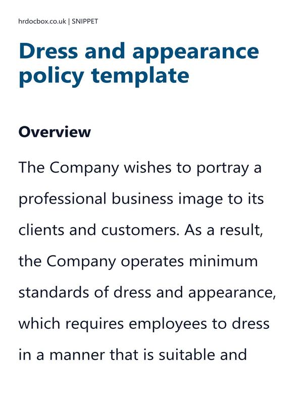 Dress and appearance policy template preview